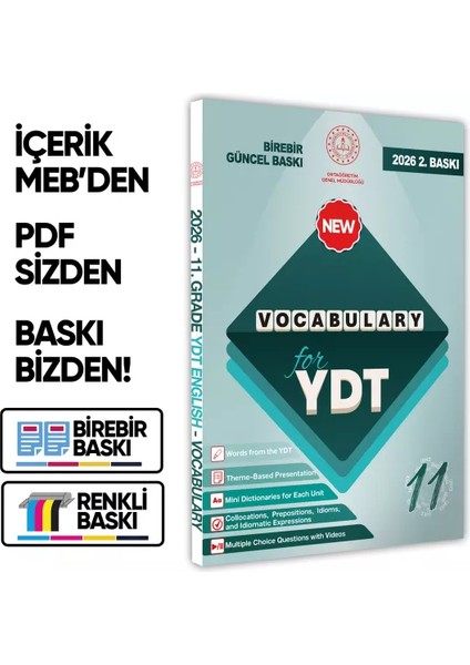 2026 Ydt Mebi Ingilizce 11.sınıf Vocabulary Kelime Bilgisi Soru Bankası Kitabı Çözümlü Baskı Ücreti