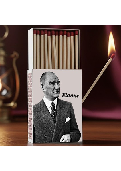 Kişiye Özel Isimli Kibrit Atatürk Baskılı Hediyelik Tasarım Kibrit