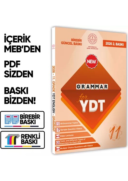 2026 Ydt Mebi Ingilizce 11.sınıf Grammar (Dilin Yapısı) Konu Anlatımı Kitabı Baskı Ücreti