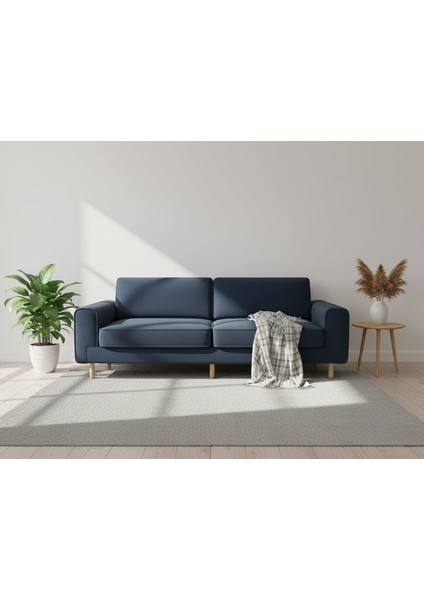 Mokka Üçlü Koltuk - Kadife - Deniz Taşı