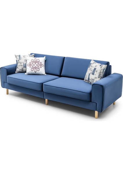 Mokka Üçlü Koltuk - Kadife - Deniz Taşı indirimleri