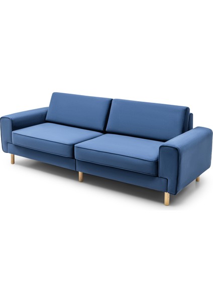 Mokka Üçlü Koltuk - Kadife - Deniz Taşı