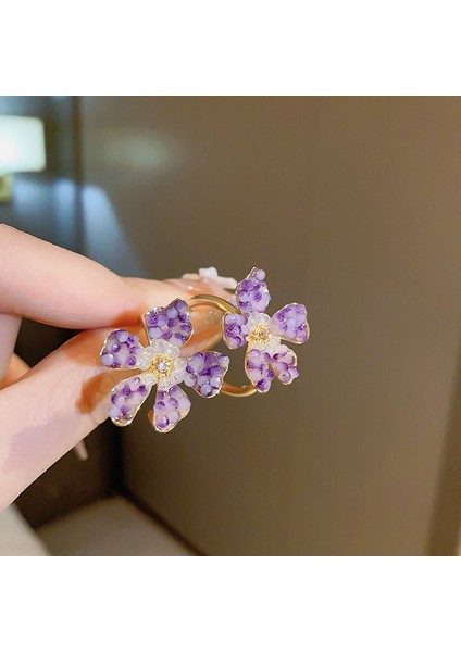 Gümüş Iğne Retro Mor Çiçekler ile Elmas Portre Püskül Küpe Süper Peri Nazik Küpe Hafif Lüks Kıdemli Küpe Kadın Duygusu (Yurt Dışından)