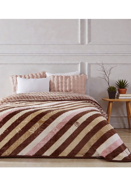 Lora 3 kg Embos Baskılı Battaniye Çift Kişilik Kalın Yumuşak 220X240 cm Kahve Bej fırsatları