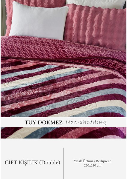 Lora 3 kg Embos Baskılı Battaniye Çift Kişilik Kalın Yumuşak 220X240 cm Bordo Kırmızı fiyatları