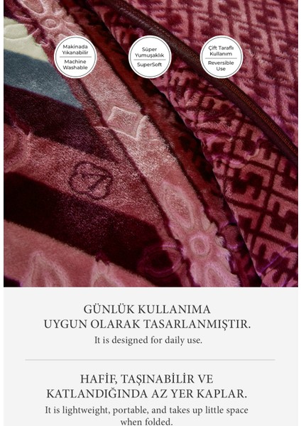 Lora 3 kg Embos Baskılı Battaniye Çift Kişilik Kalın Yumuşak 220X240 cm Bordo Kırmızı modelleri