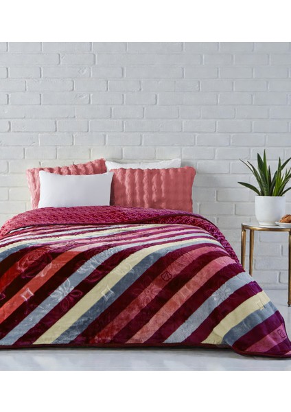 Lora 3 kg Embos Baskılı Battaniye Çift Kişilik Kalın Yumuşak 220X240 cm Bordo Kırmızı fırsatları