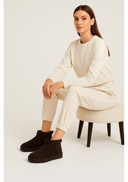 Kadın Kalın Taban Süet Bot Platform Topuklu Acı Kahve En Iyi Muadil Içi Kürklü Ug Model Bot & Bootie modelleri