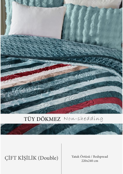 Lora 3 kg Embos Baskılı Battaniye Çift Kişilik Kalın Yumuşak 220X240 cm Turkuaz Mavi fiyatları