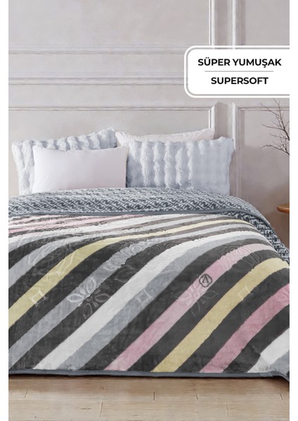 Lora 3 kg Embos Baskılı Battaniye Çift Kişilik Kalın Yumuşak 220X240 cm Gri