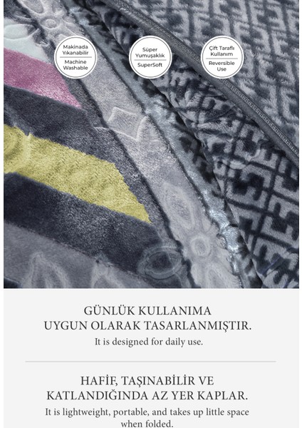 Lora 3 kg Embos Baskılı Battaniye Çift Kişilik Kalın Yumuşak 220X240 cm Gri modelleri