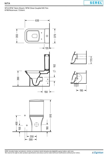 Nita Köşeli Duvara Sıfır Klozet + Rezervuar + Iç Takım + Zenith Slim Yavaş Kapanan Kapak 4'lü Set modelleri