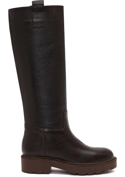 Kadın Kahverengi Kalın Tabanlı Deri Çizme 25WFD1893FT