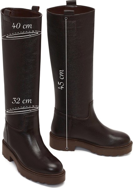 Kadın Kahverengi Kalın Tabanlı Deri Çizme 25WFD1893FT fiyatları