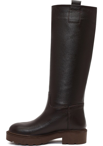 Kadın Kahverengi Kalın Tabanlı Deri Çizme 25WFD1893FT fırsatları