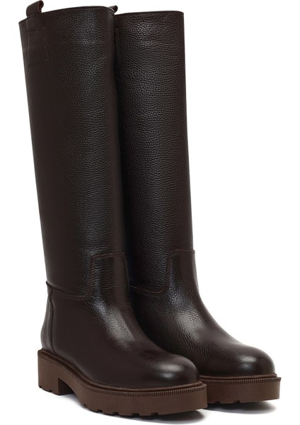 Kadın Kahverengi Kalın Tabanlı Deri Çizme 25WFD1893FT indirimleri