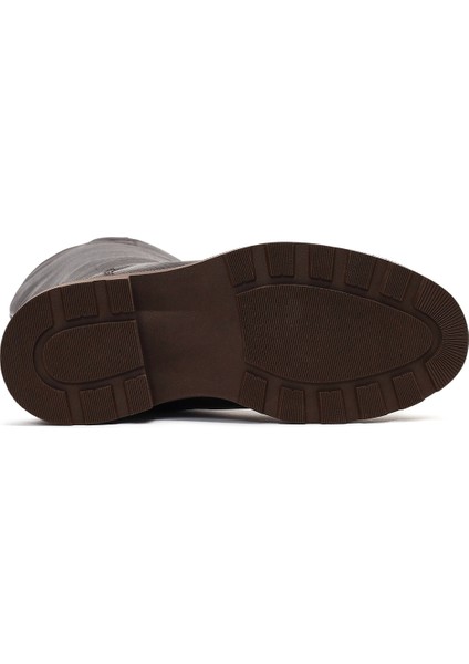 Kadın Kahverengi Kalın Tabanlı Deri Çizme 25WFD1893FT