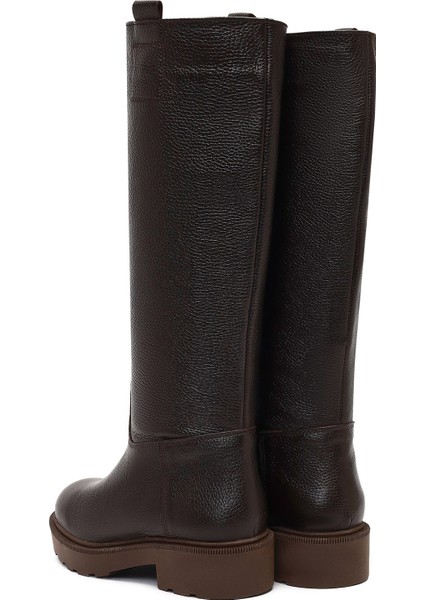 Kadın Kahverengi Kalın Tabanlı Deri Çizme 25WFD1893FT