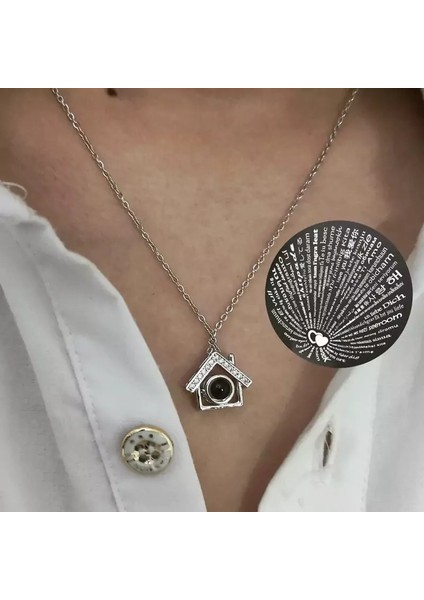 Ev Tasarımlı 100 Dilde Seni Seviyorum Kolye