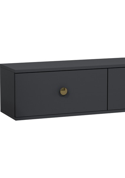 1335TV180-1DD Duvara Montaj Tv Sehpası, Antrasit-Altın indirimleri