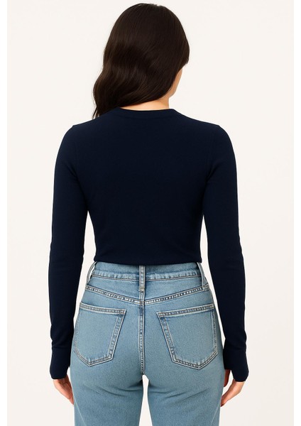 Yumuşak Modal Dokulu Pamuk Dokuma Uzun Kol Parmak Geçmeli Bisiklet Yaka Body – Esnek Basic T-Shirt modelleri