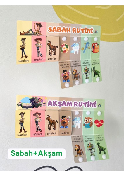 Sabah ve Akşam Sorumluluk Rutin Tablosu (Cırt Cırtlı) (Oyuncak Hikayesi Temalı) modelleri