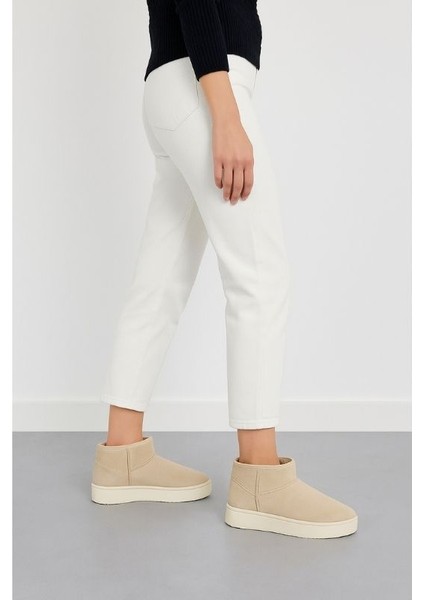 Kadın Kalın Taban Süet Bot Platform Topuklu Bej Renk En Iyi Muadil Içi Kürklü Ug Model Bot & Bootie modelleri