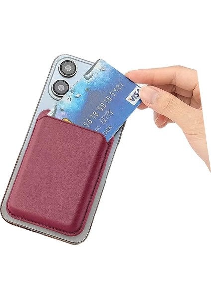 Tmw4 iPhone Magsafe Uyumlu Deri Cüzdan Manyetik Kartlık Standlı Katlanabilir Şarap Kırmızısı fiyatları