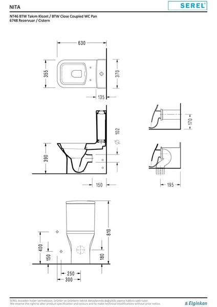 Nita Köşeli Kanalsız Duvara Sıfır Klozet + Rezervuar + Iç Takım + Zenith Slim Yavaş Kapanan Kapak 4'lü Set indirimleri