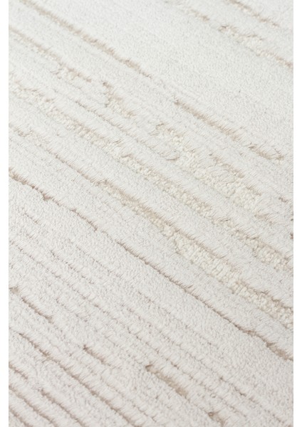 Sierrra SR01 Beige White Yumuşak Dokulu Viskon Ile Üretilen Sık Dokuma Modern Şık Makine Halısı