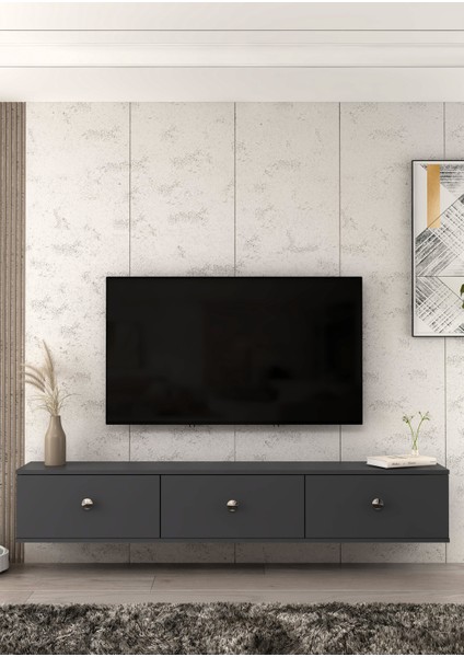 1335TV180-1DD Duvara Montaj Tv Sehpası, Antrasit-Gümüş