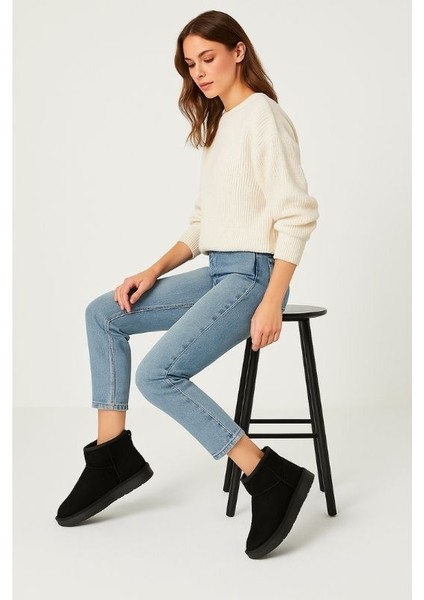 Kadın Kalın Taban Süet Bot Platform Topuklu Siyah Renk En Iyi Muadil Içi Kürklü Ug Model Bot&bootie fiyatları