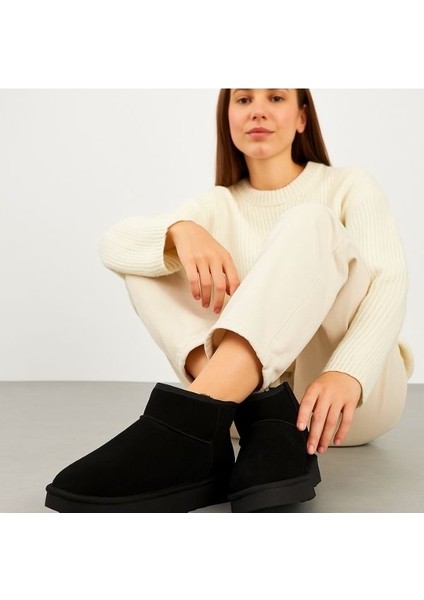 Kadın Kalın Taban Süet Bot Platform Topuklu Siyah Renk En Iyi Muadil Içi Kürklü Ug Model Bot&bootie fırsatları