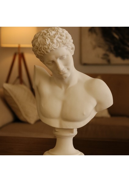 Dekoratif Dev Hermes Heykel - Beyaz