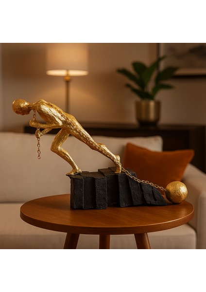 Dekoratif Dünya Çeken Insan Biblo - Gold modelleri