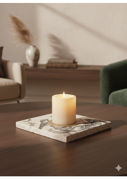 2'li El Yapımı Dekupaj Tekniği | Doğal Eskitme Traverten Taş Sanatı | 15X15 cm Büyük Boy Rustik Duvar Seramiği, Bardak Altlığı, Nihale ve Şık Hediye Seti indirimleri