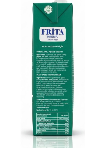 Bitkisel Yağlı Krema 1 L – Sıcak Yemek, Çorba, Sos ve Fırın Lezzetleri Için modelleri