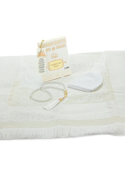 Kabe Desenli Özel Kutulu Isimli Yasin Kitabı Seccade Tesbih Mevlüt Seti Beyaz modelleri