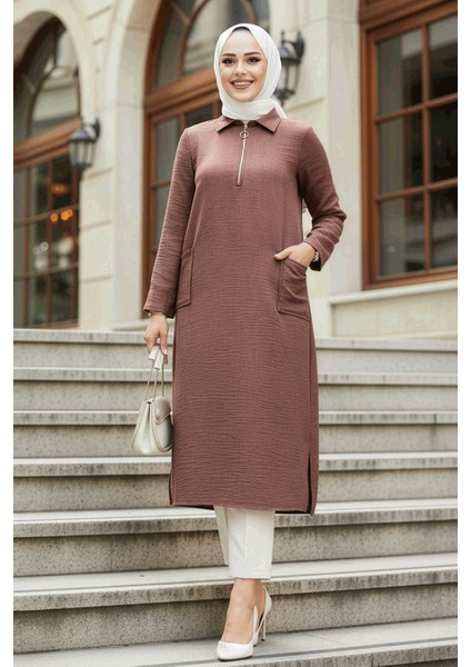 Cepli Kahverengi Tesettür Tunik 4771KH fırsatları