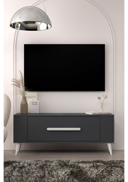 TV1336DD RETRO-128 Tv Sehpası Antrasit-Beyaz