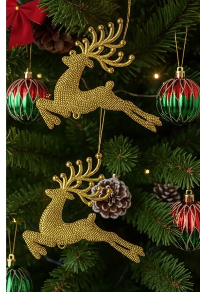 2’li Gold Geyik Yılbaşı Ağacı Süsü