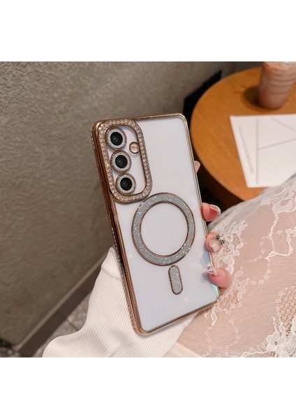 Samsung A16 5g Uyumlu Şeffaf Taşlı Magsafe Özellikli Kılıf