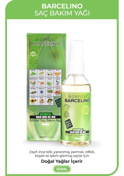 Barcelino Zayıf ve Ince Telli Saçlar Için Besleyici ve Canlandırıcı Saç Bakım Yağı 150 ml