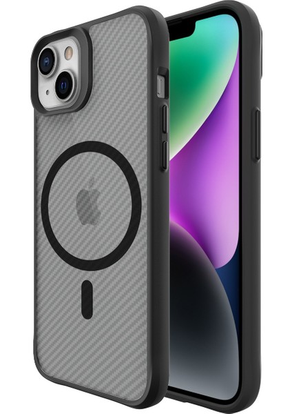 iPhone 14 Plus / 15 Plus Carbon Fiber Force Magsafe Kılıf Anti-Şok Teknolojili Kamera ve Ekran Korumalı