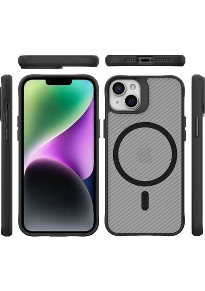 iPhone 14 Plus / 15 Plus Carbon Fiber Force Magsafe Kılıf Anti-Şok Teknolojili Kamera ve Ekran Korumalı modelleri