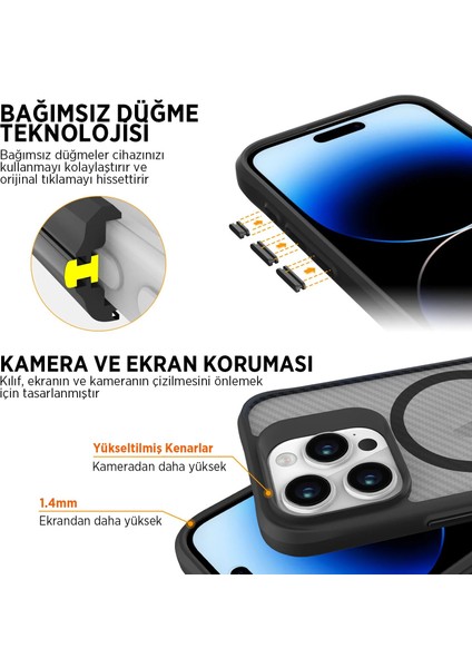 iPhone 14 Plus / 15 Plus Carbon Fiber Force Magsafe Kılıf Anti-Şok Teknolojili Kamera ve Ekran Korumalı indirimleri