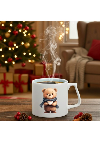 Yılbaşı Ayıcık Kahvesi Baskılı-Hediyelik Seramik Kupa Bardak