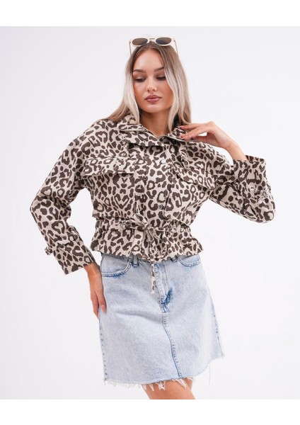 Kadın Leoparlı Cepli Mevsimlik Tarz Ceket indirimleri