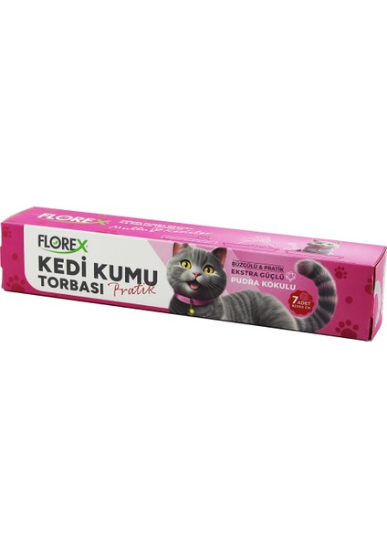140 Adet Kedi - Evcil Hayvan Kumu Torbası Pratik Pudra Kokulu Büzgülü - Extra Güçlü 82X50