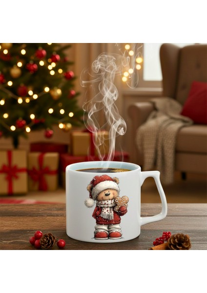 Yılbaşı Kurabiye Canavarı Ayıcık Baskılı-Hediyelik Seramik Kupa Bardak